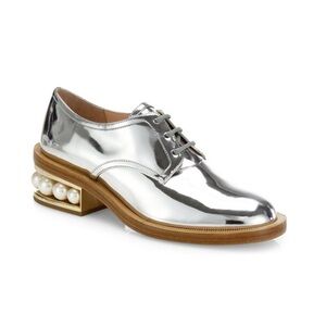 NEW Nicholas Kirkwood Metallic Leather Loafers